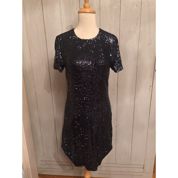 Tory Burch Sequin‎ Dress Size Medium Alton Blue Belted Sparkle Evening Glam - Picture 1 of 4